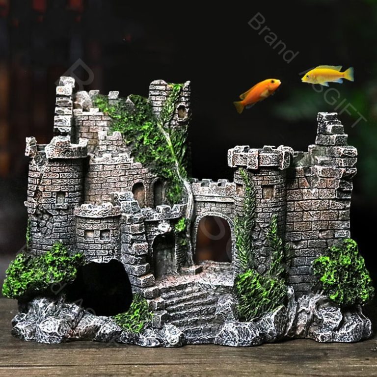 Aquarium Ancient Castle Decoration Resin Artificial Building Rocks Cave